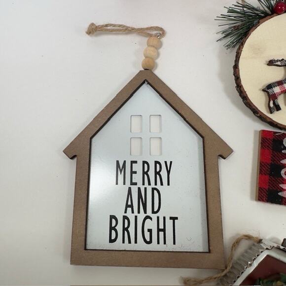 Christmas Plaid Ornaments Lot/Bundle Barns-Reindeer-Trees-Wreath-Holiday - Picture 8 of 16